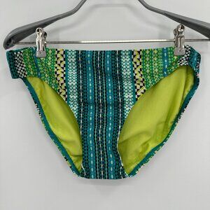 Prana Lani Bikini Bottom in Blue/Green Geo size M Swim Moderate Coverage NWOT